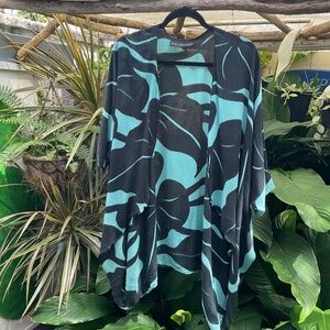 Kini Zamora Black Teal Hawaiian Cover-Up